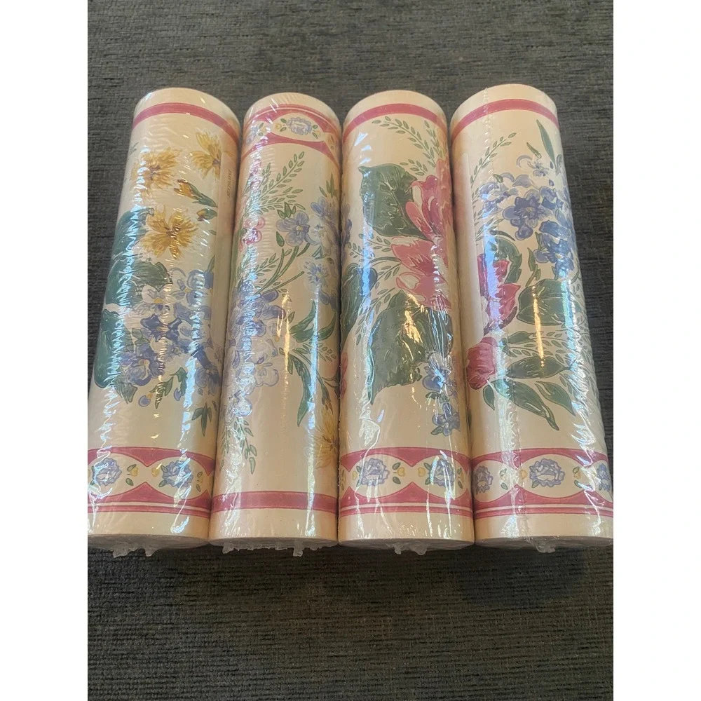 JCPenney Hopewell Wall Border Ivory Floral 5 Yards Each 4 Rolls Total 20 Yards